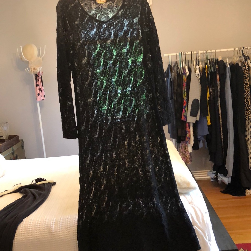 Lace long sleeve dress with slip